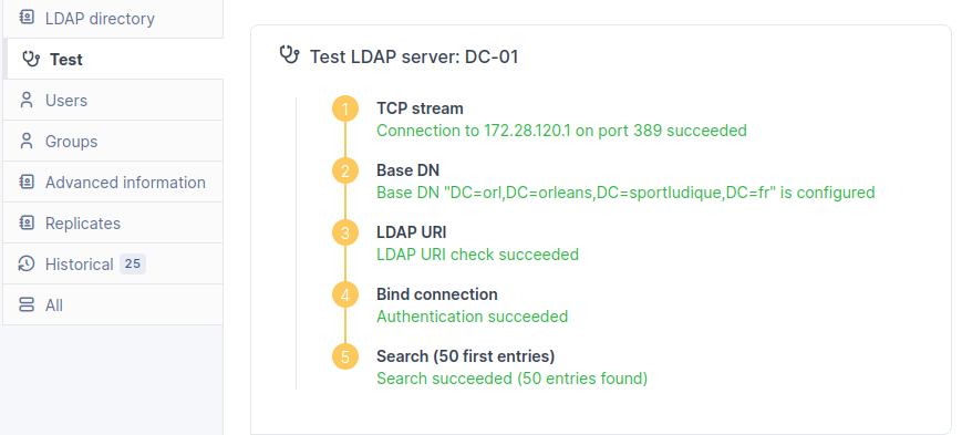 Test LDAP Réussi